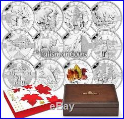 2013 O Canada Complete 12 Coin $10 Pure Silver Proof Set Wolf Maple in Wood Box