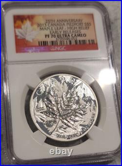 2013 Piedfort Silver Maple Leaf $5 Pf70 Uc 25th Anniversary Early Releases