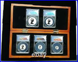 2013 Silver Canada 25th Anniversary Maple Leaf 5 Coin Set Anacs Rp 69 Dcam