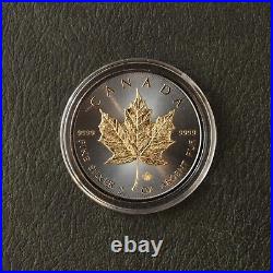 2014 1 oz Silver Canada Canada Maple Leaf 24kt Gold Black Empire 500BU #4