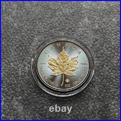 2014 1 oz Silver Canada Canada Maple Leaf 24kt Gold Black Empire 500BU #4