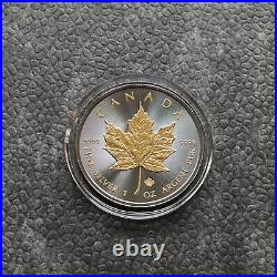 2014 1 oz Silver Canada Canada Maple Leaf 24kt Gold Black Empire 500BU #4