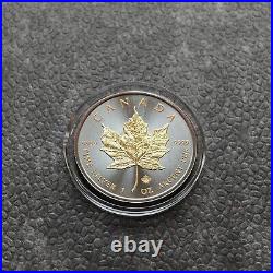 2014 1 oz Silver Canada Canada Maple Leaf 24kt Gold Black Empire 500BU #4