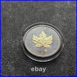 2014 1 oz Silver Canada Canada Maple Leaf 24kt Gold Black Empire 500BU #4