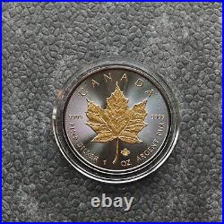 2014 1 oz Silver Canada Canada Maple Leaf 24kt Gold Black Empire 500BU #4