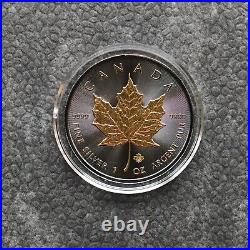 2014 1 oz Silver Canada Canada Maple Leaf 24kt Gold Black Empire 500BU #4