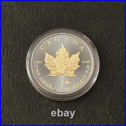 2014 1 oz Silver Silver Canada Canada Maple Leaf 24kt Gold Black Empire ONLY 500