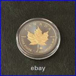 2014 1 oz Silver Silver Canada Canada Maple Leaf 24kt Gold Black Empire ONLY 500