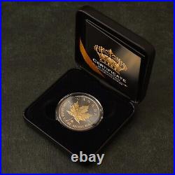 2014 1 oz Silver Silver Canada Canada Maple Leaf 24kt Gold Black Empire ONLY 500