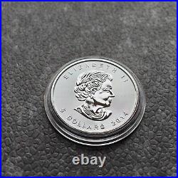 2014 1oz Silver Silver Canada Canada Maple Leaf 24kt Gold Black Empire 500BU 003