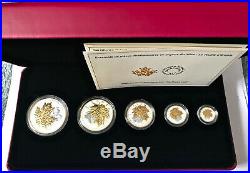 2014 CANADA 5 Coins Silver Fractional Maple Leaf Set