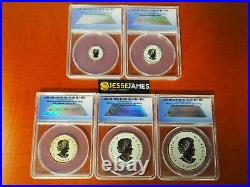2014 CANADA REVERSE PROOF SILVER MAPLE LEAF With GOLD GILT ANACS RP70 5 COIN SET