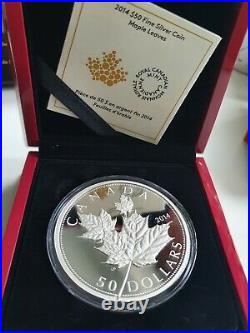 2014 Canada $50 MAPLE LEAVES PURE SILVER COIN