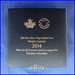 2014 Canada 5oz Silver Proof $50 coin Maple Leaves in Case with COA (R10/7)