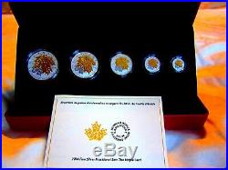 2014 Canada Gilded Maple Leaf Fractional coin set silver 9999 proof box COA