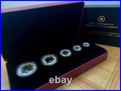 2014 Canada Maple Leaf 5 Coins Fractional Set. 9999 Pure Silver