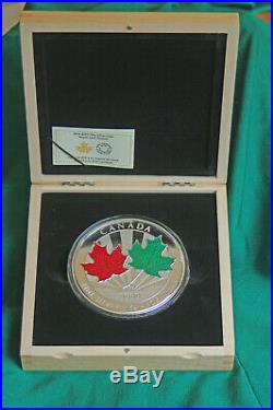 2014 Canada Maple Leaf Forever Enameled Kilo of 99.99% silver 548 minted