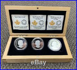 2014 Majestic Maple Leaf RCM 3 Coin Set with Colour & Jade Pure. 9999 Silver
