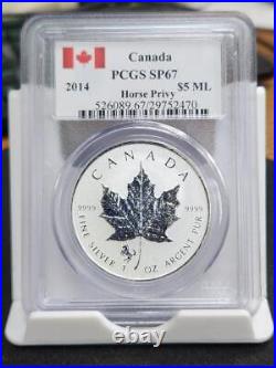 2014 PCGS SP67 Canada Silver Maple Horse Privy. 9999