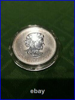 2015 1/10 oz. BU Canadian Gold Maple Leaf + 2014 1oz Canada Wildlife Silver Coin