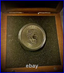 2015 1 Oz Silver Canadian $5 Burning Maple Skull Black Ruthenium 24KT Gold COA