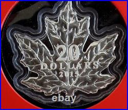 2015 $20 Fine Silver Canadian Maple Leaf Shaped Proof with Original Box & COA