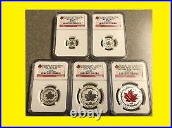 2015 CANADA Silver Maple complete 5 COINS SET NGC PF 70 UC Early Releases