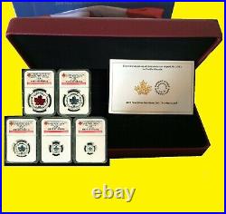 2015 CANADA Silver Maple complete 5 COINS SET NGC PF 70 UC Early Releases OGP