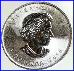 2015 CANADA UK Queen Elizabeth II MAPLE LEAF 1 OZ Vintage Silver $5 Coin i105103