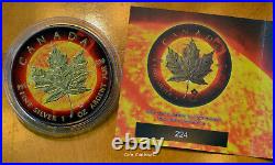 2015 Can $5 SOLAR FLARE 1oz. 9999 silver coin with Gold & Ruthenium plating