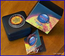 2015 Can $5 SOLAR FLARE 1oz. 9999 silver coin with Gold & Ruthenium plating
