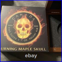 2015 Canada 1 oz Silver Maple Leaf Coin Burning Maple Skull #27 (RARE)