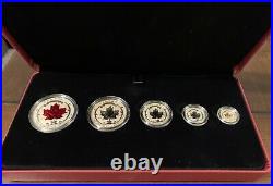 2015 Canada. 999 Fine Silver Fractional Set The Maple Leaf