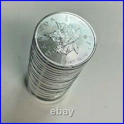 2015 Canada Silver Maple Leaf 1 oz 1 Roll 25 BU Coins In Sealed Mint Tube