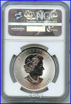 2015 Canadian Maple Leaf $5 Silver Dollar MS70 NGC. 9999 Certified Graded Coin
