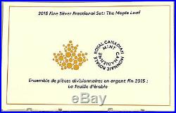 2015 Maple Leaf Fractional Silver Set 5 Incused Reverse Proofs $1, $2, $3, $4, $5