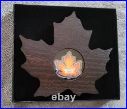 2016 Canada $20 Colourful Maple Leaf Shaped 1 oz (31.5 gm). 9999 Silver Box/COA