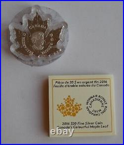 2016 Canada $20 Fine Silver Coin Canada's Colourful Maple Leaf 99.99 Pure Silver