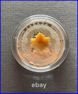 2016 Canada $20 MAJESTIC MAPLE LEAVES with DRUSY STONE 1 oz. 9999 Silver OGP & COA