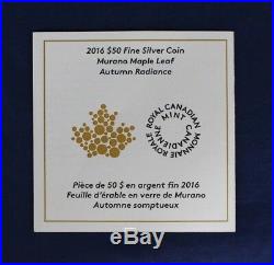 2016 Canada 5oz Silver Proof coin Murano Maple Leaf in Case with COA (H5/21)