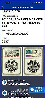 2016 Canada $8 Tiger & Dragon, Yin & Yang Proof Silver Coin NGC PF70 Ultra Cameo