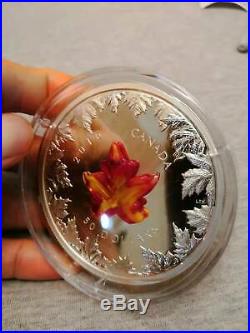 2016 Canada Autumn Radiance Murano Glass Maple Leaf 5 oz Silver Coin 1921