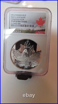 2016 Canada Maple Leaf Shape Goose. 999 Silver Coin