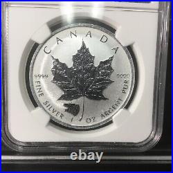 2016 Canadian Silver Maple Leaf ROARING GRIZZLY Privy Reverse Proof PF 69