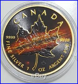 2017 1 Oz Silver APOCALYPSE 2 MAPLE LEAF Coin WITH RUTHENIUM, 24K GOLD GILDED