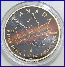 2017 1 Oz Silver APOCALYPSE 2 MAPLE LEAF Coin WITH RUTHENIUM, 24K GOLD GILDED