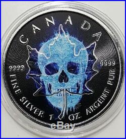 2017 1 Oz Silver ICE SKULL MAPLE LEAF Coin WITH RUTHENIUM