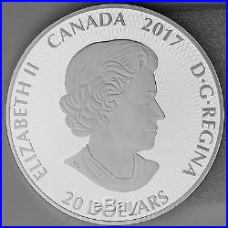 2017 $20 Canadiana Kaleidoscope Maple Leaf 1 oz. 60mm Pure Silver Color Proof