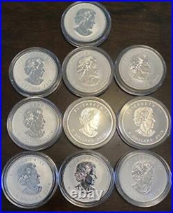 2017 & 2016 Canada Silver Maple Leaf Reverse Proof Rooster & Monkey Lot 10 Privy