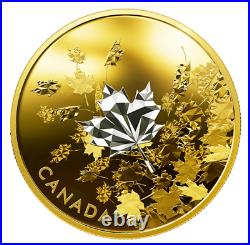 2017 $50 Whispering Maple Leaves Canada 3oz silver proof Gold-Plated Coin